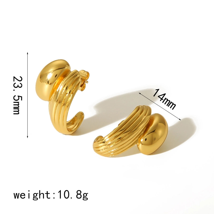 Irregular Double Earrings [304 Stainless Steel, 18K Gold Plated]