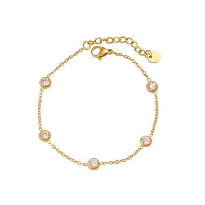 Rhinestones Inlay Bracelet/Necklace [304 Stainless Steel,18K Gold Plated]