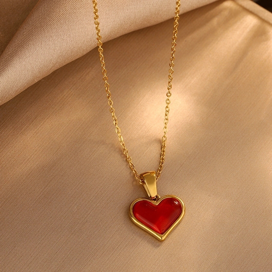 Heart Shape Necklace [304 Stainless Steel,18K Gold Plated]