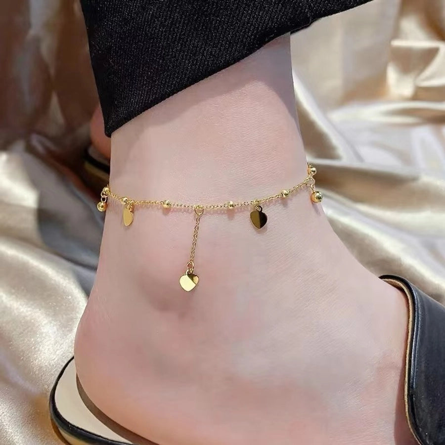 Heart Shape Anklet [304 από ανοξείδωτο χάλυβα, 18k χρυσό επιχρυσωμένο]