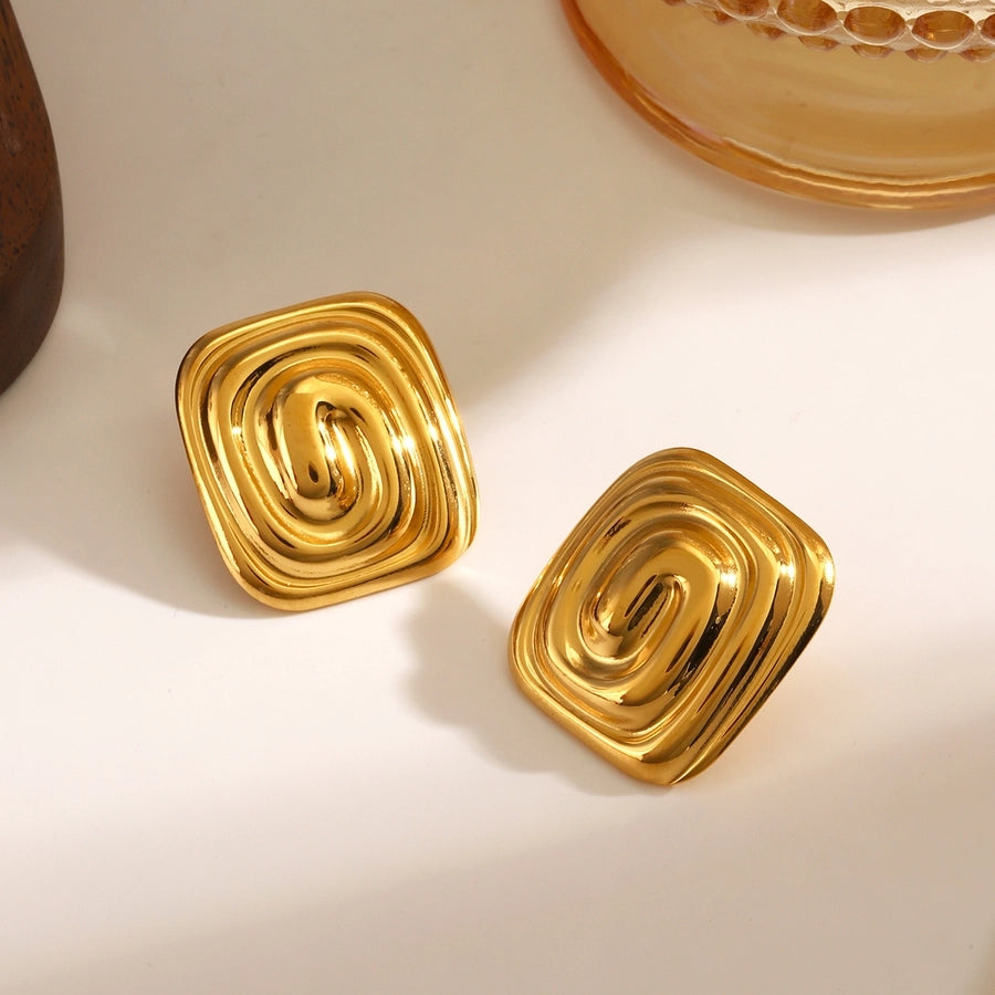 Commute Square Earrings [304 Stainless Steel, 18K Gold Plated]