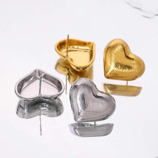 Heart Shape Earrings [304 Stainless Steel,18K Gold Plated]