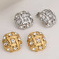 Luxurious Square Grid Rhinestone Earrings [304 Stainless Steel,18K Gold Plated]