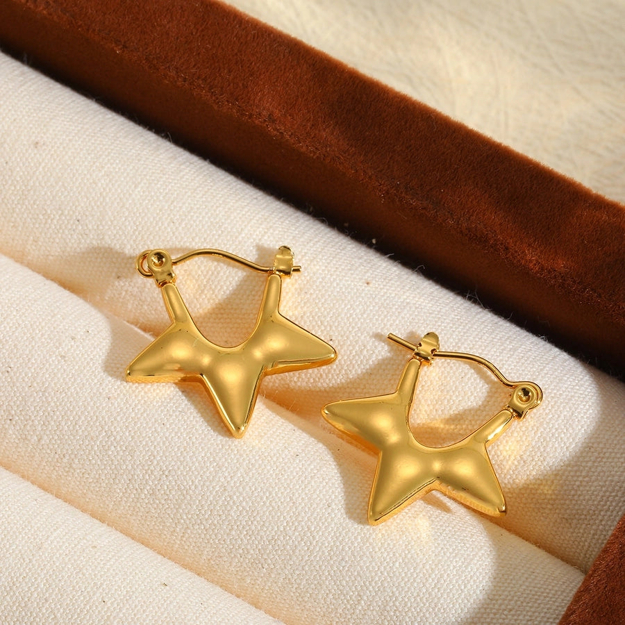 Heart Shape Star Earrings  [304 Stainless Steel,18K Gold Plated]