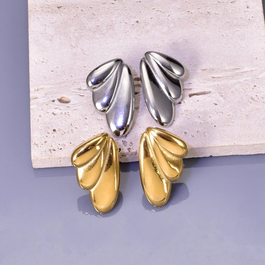 Abstract Angel Wing Stud Earrings [Stainless Steel]