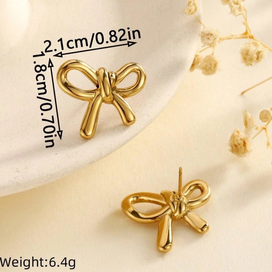 Acero inoxidable Nuevo graciosos y de moda Pearl Zircon Bow Flower Pendientes de tachuelas de altura