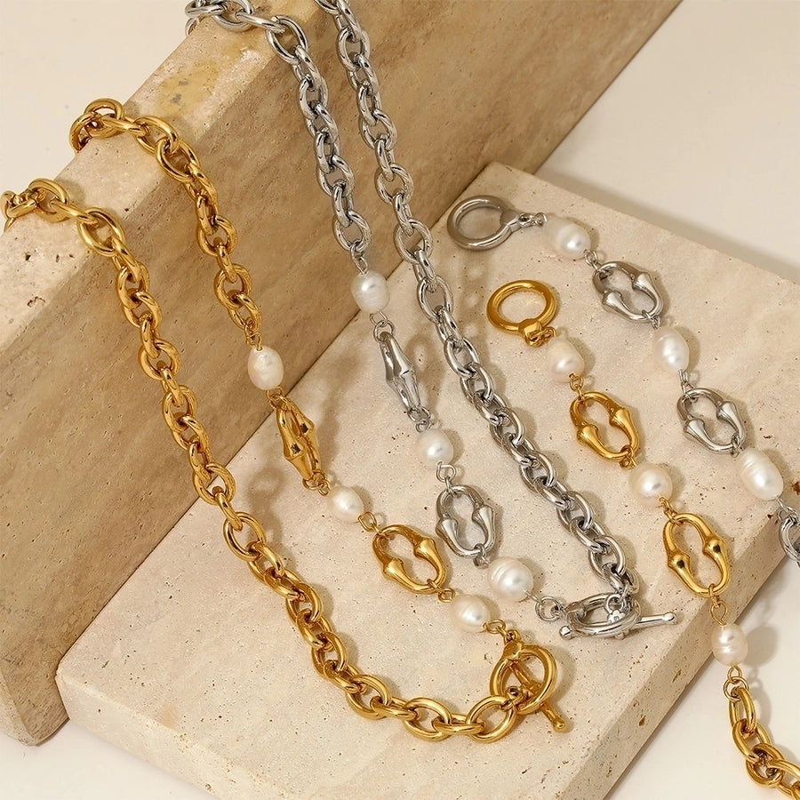 Pearl Chain Bracelet/Necklace [304 Stainless ,16K Gold Plated]