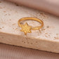 Cross Heart Shape Crown Ring [304 Rustfrit stål 14k guldbelagt]