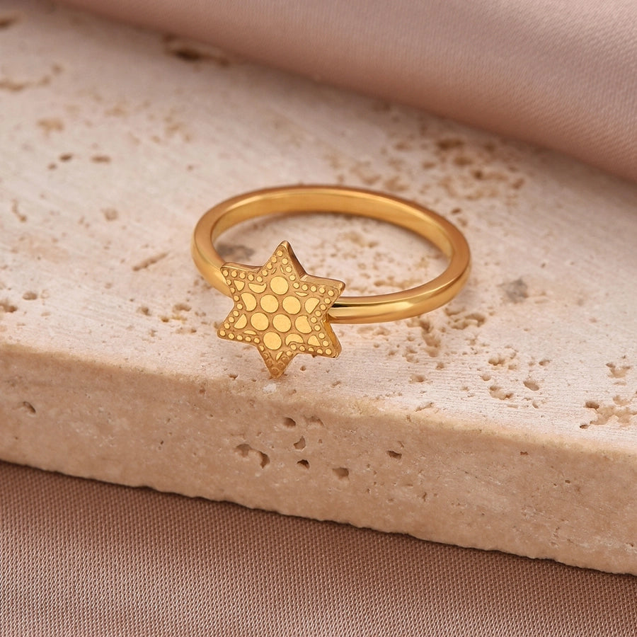 Cross Heart Shape Crown Ring [304 Rustfrit stål 14k guldbelagt]