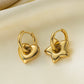 Star Heart Shape Earrings [304 Stainless Steel,18K Gold Plated]