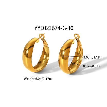 Round Polishing Hoop Earrings [304 Stainless Steel,18K Gold Plated]