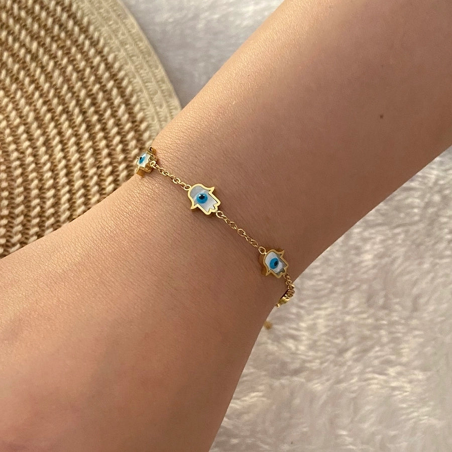 Star/Flower Eye Bracelets [304 Stainless Steel, 18K Gold Plated]