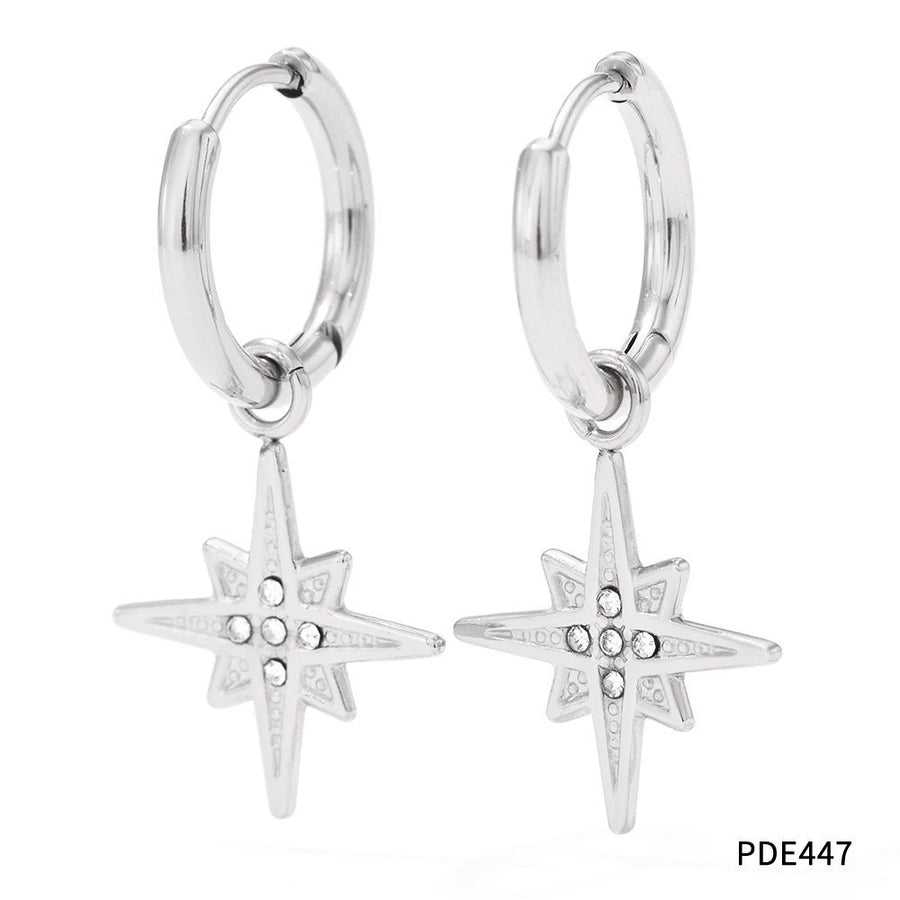 Rhinestone Drop Stars Earrings [304 Stainless Steel,16K Gold Plated]