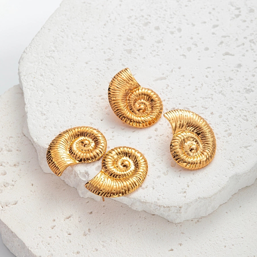 Snail Conch Earrings [304 Stainless Steel,14K Gold Plated]