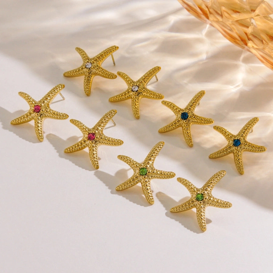 Starfish Earrings [304 Stainless Steel,14K Gold Plated]