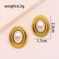 Artificial Pearls Stones Round Earrings [304 Stainless Steel,18K Gold Plated]