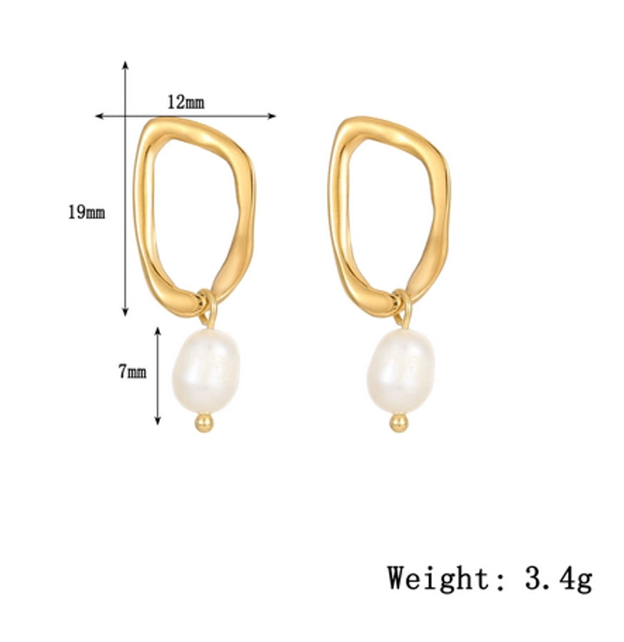 Drop Pearl Earrings [304 Stainless Steel]