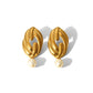 Oval Pleated Pearl Drop Earrings [304 Stainless Steel,18K Gold Plated]