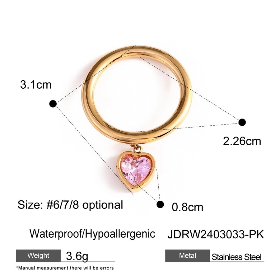 Drop Heart Shape Rhinestone Ring [304 Stainless Steel]