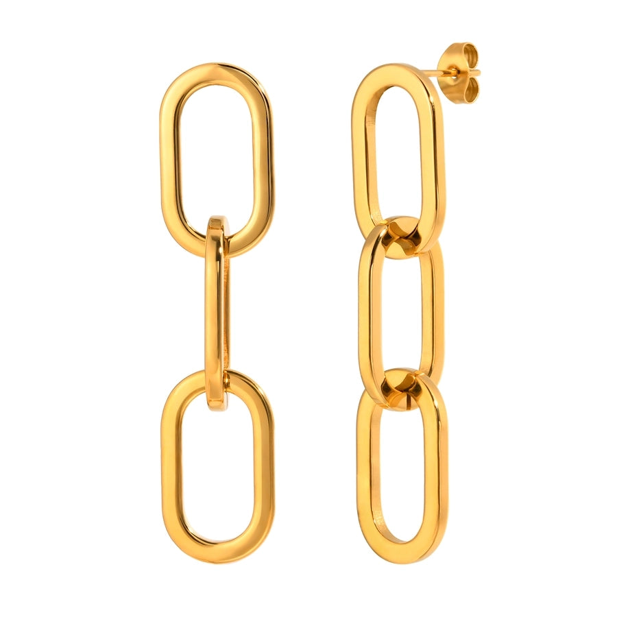 Asymmetrical Chain Earrings [201 Stainless Steel,18K Gold Plated]