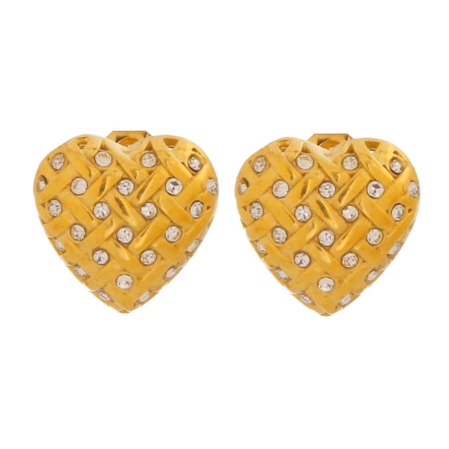 Round Heart Shape Earrings [316 Stainless Steel,18K Gold Plated]