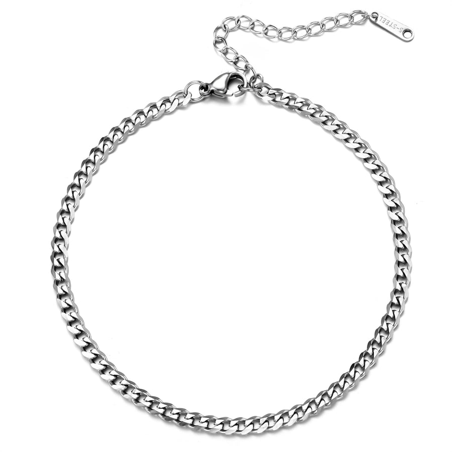 Silver Curb Chain Anklet [304 Stainless Steel]