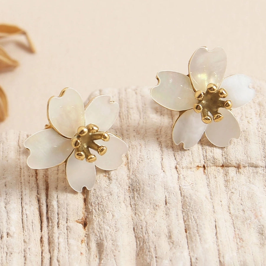 Mix Flower Earrings [304 Stainless Steel,18K Gold Plated]