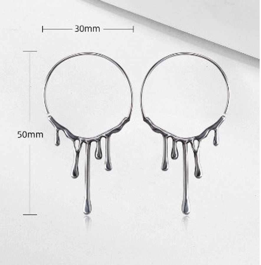 Water Droplets Hoop Earrings [304 Stainless Steel]