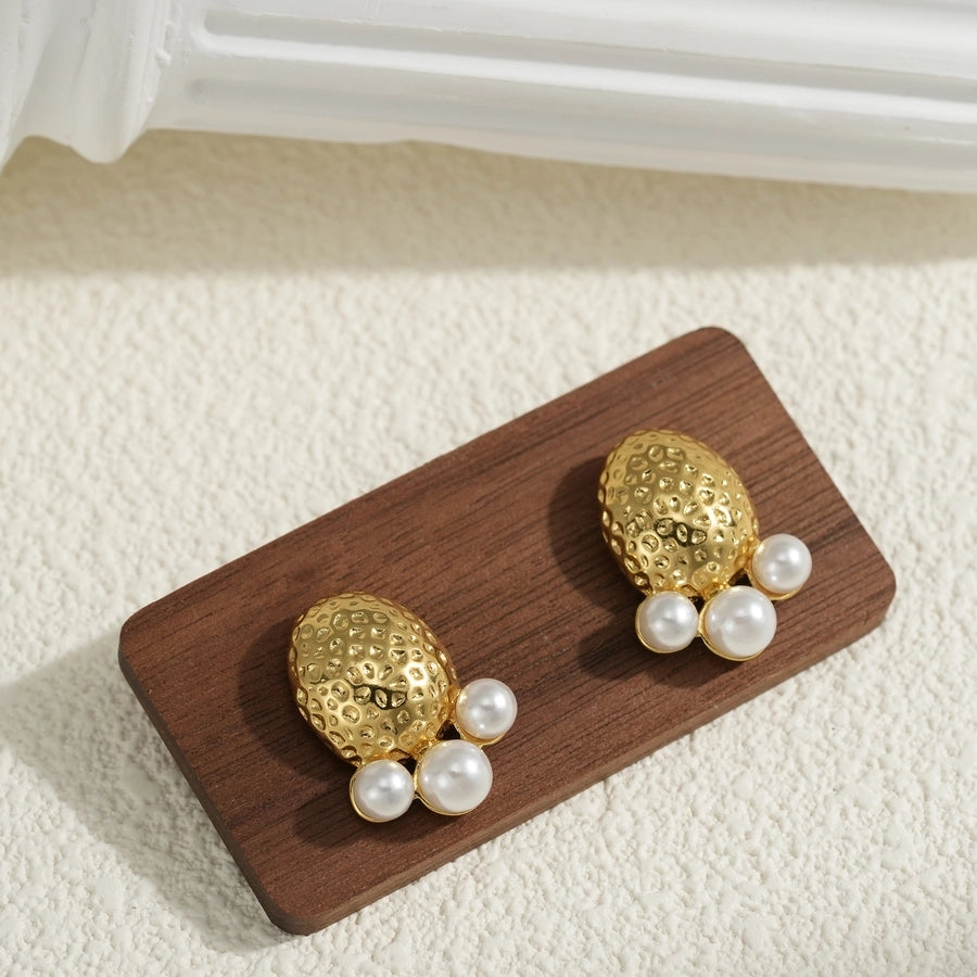 Baroque Style Irregular Artificial Pearls Earrings [304 Stainless Steel,18K Gold Plated]