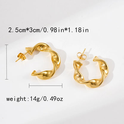 C Shape Moon Earrings [304 Stainless Steel,14K Gold Plated]