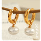 Pearl  Circle Drop Earrings [304 Stainless Steel,18K Gold Plated]