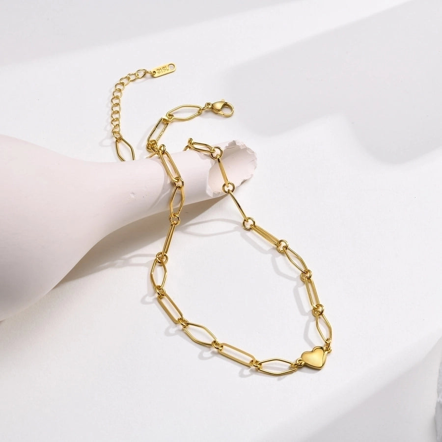 Heart Shape Bracelet/Necklace Chain [201 Stainless Steel,18K Gold Plated]