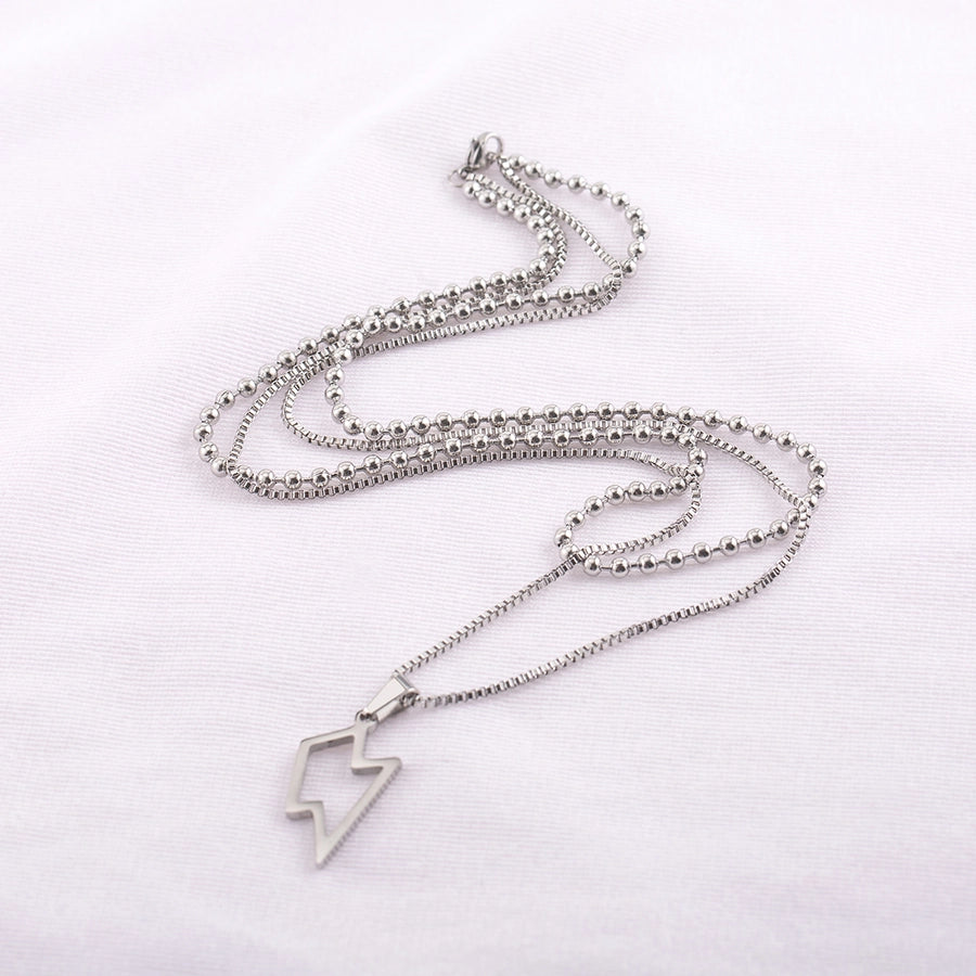 Lightning Double Layer Necklaces  [304 Stainless Steel]