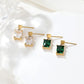 Green White Zircon Earrings [304 Stainless Steel]