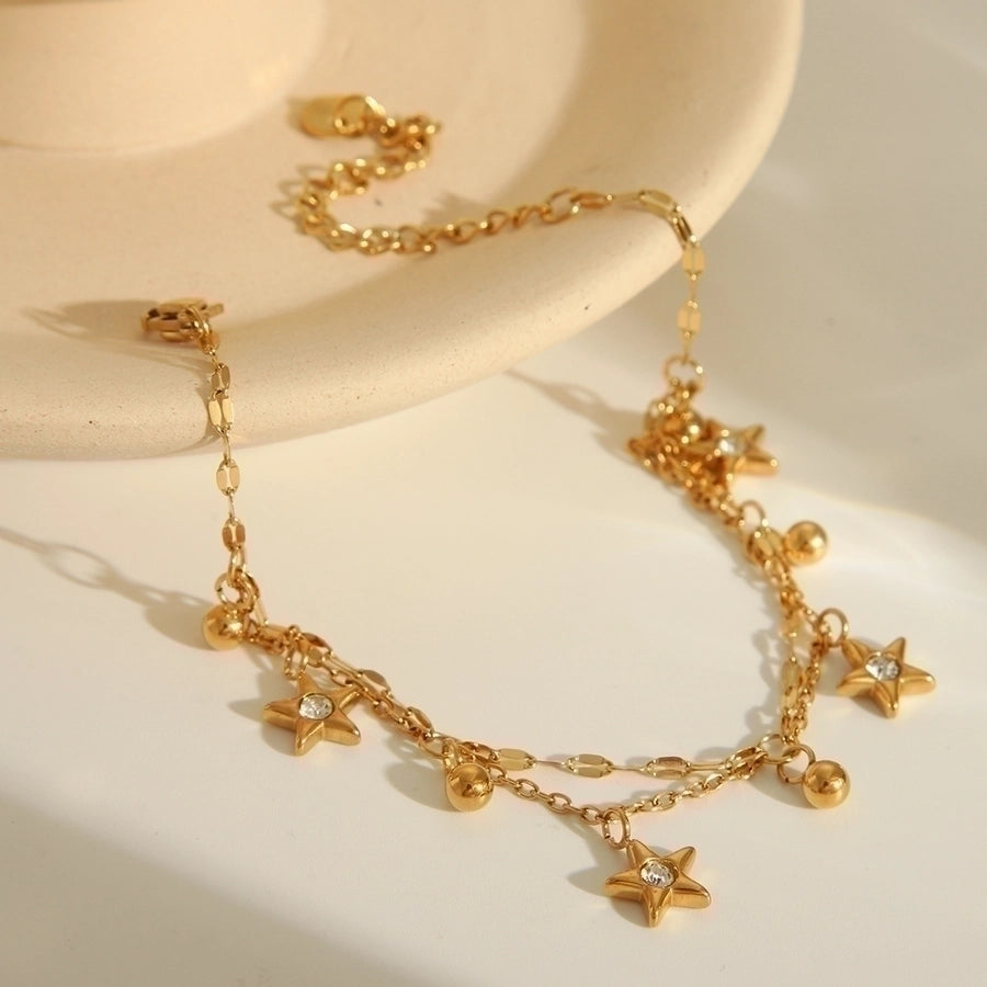 Artistic Star/Flower/Butterfly Bracelet [304 Stainless Steel,18K Gold Plated]