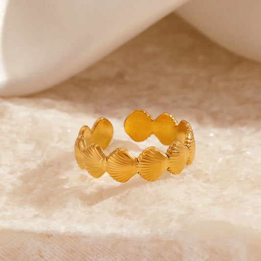 Beachschale offener Ring [304 Edelstahl 18K Gold plattiert]