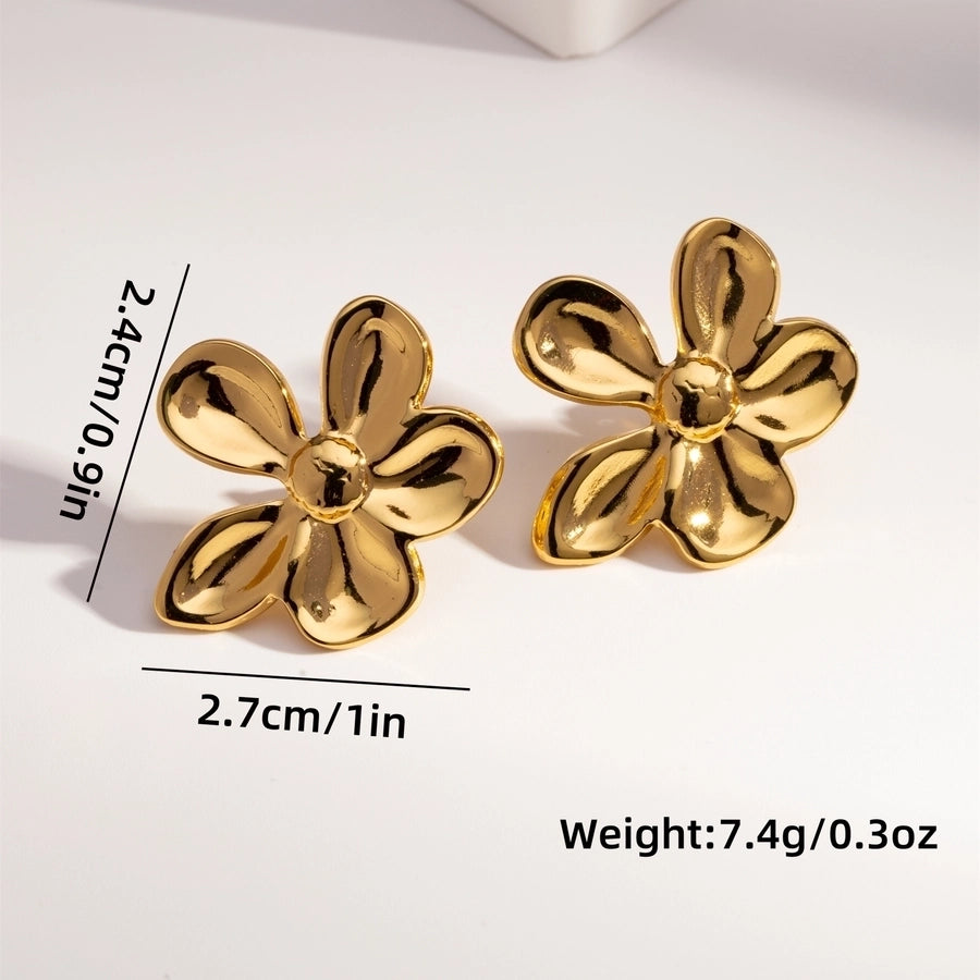 Mix Flower Earrings [304 Stainless Steel,18K Gold Plated]