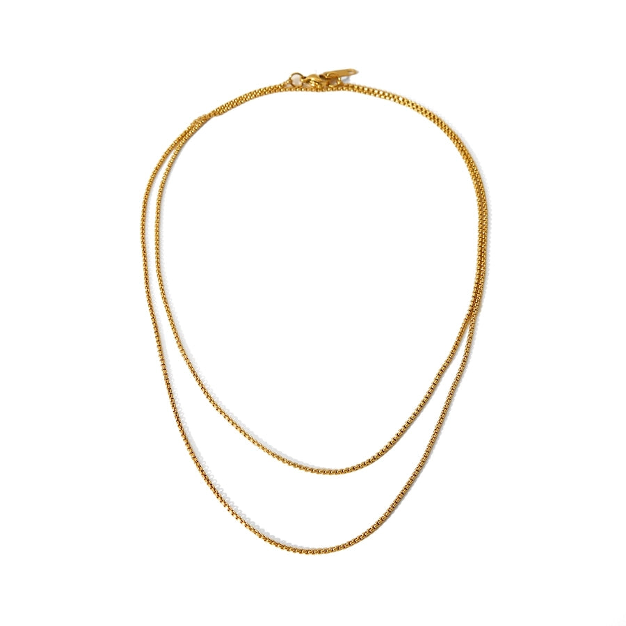 Long Double Layer Necklace [304 Stainless Steel,18K Gold Plated]