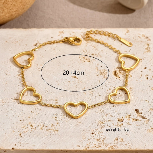 Hollow Heart armband [201 roestvrij staal, 18K vergulde goud]