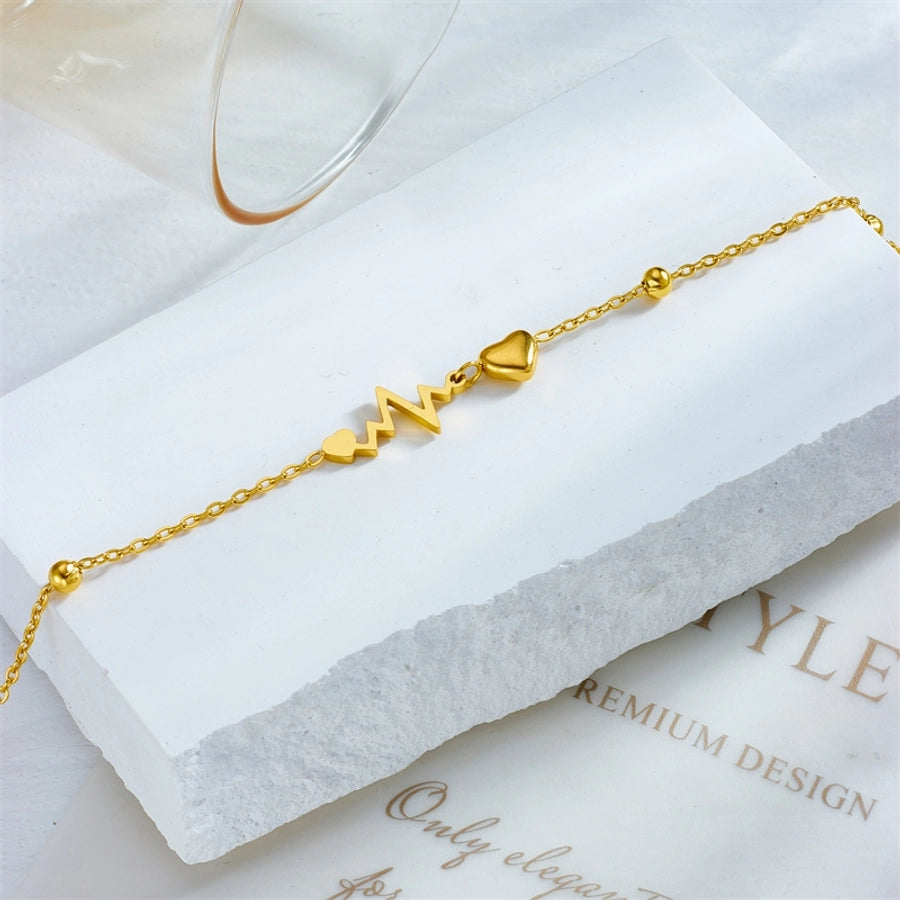 Electrocardiogram Anklet [304 Stainless Steel, 18K Gold Plated]