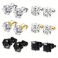 Round Square Rhinestone Stud Earrings [304 Stainless Steel 18K Gold Plated]