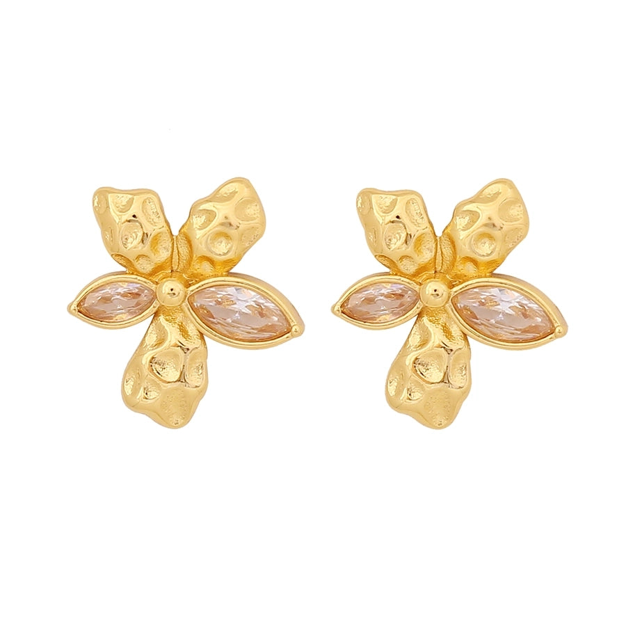 Jewelry IG Style Commute Geometric Butterfly 304 Stainless Steel Zircon 18K Gold Plated Inlay Earrings Necklace