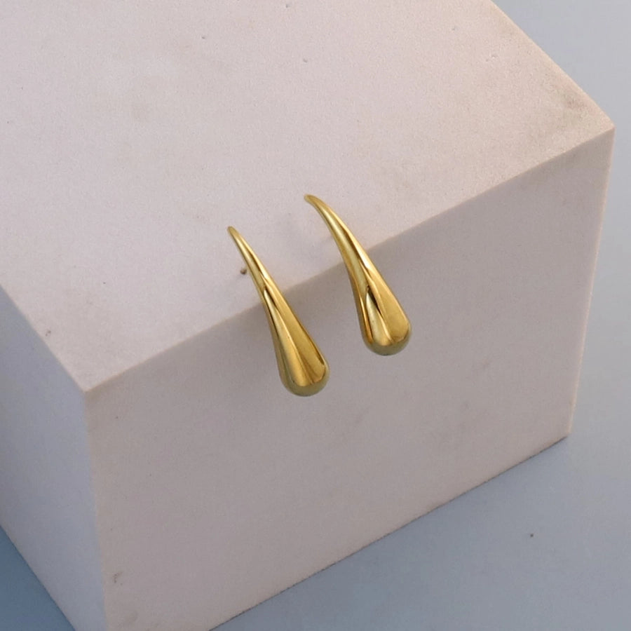 Gold Hook Earrings [304 Stainless Steel,18K Gold Plated]