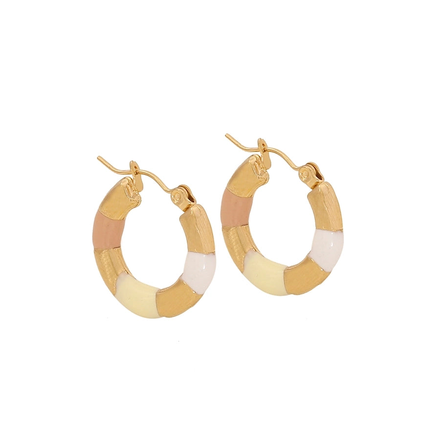 Enamel Hoop Earrings [304 Stainless Steel,18K Gold Plated]