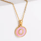 Pink Shell Letter Necklaces [304 Stainless Steel,18K Gold Plated]