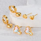 Heart Shape Butterfly Drop Earrings Set [304 Stainless Steel, 18K Gold Plated]