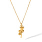 Rose Flower Pendant Necklace [304 Stainless Steel,18K Gold Plated]