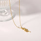 Rose Flower Pendant Necklace [304 Stainless Steel,18K Gold Plated]