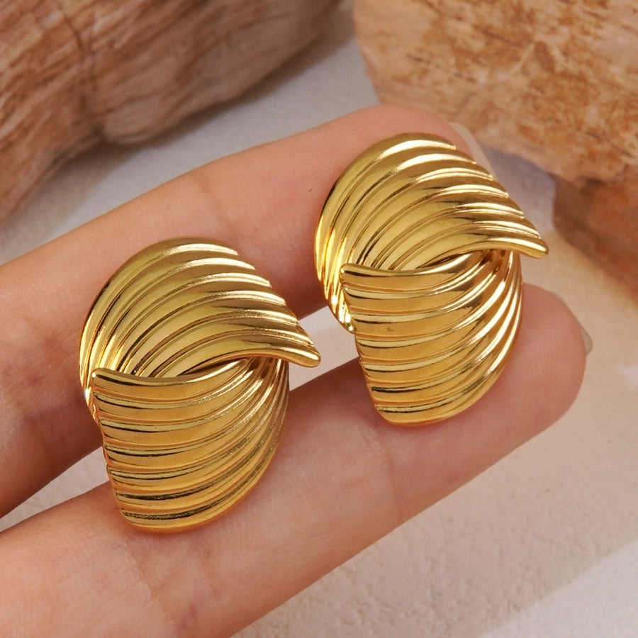 Geometric Line Earrings [304 Stainless Steel,18K Gold Plated]