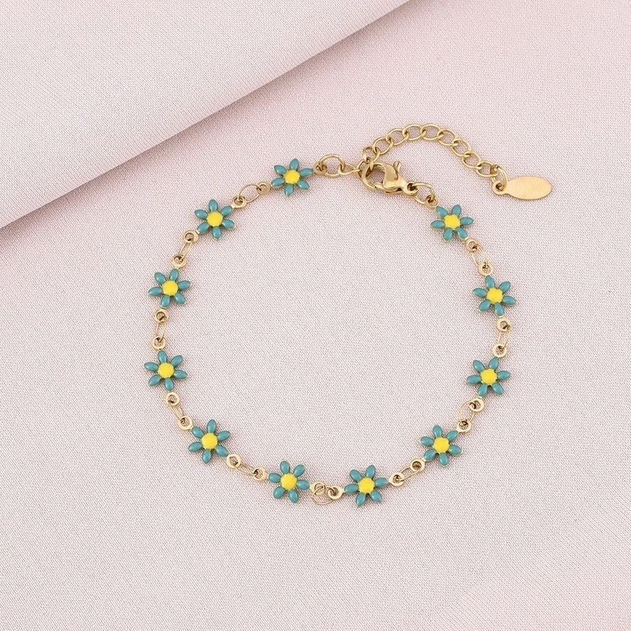 Basic Flower Bracelet [304 Stainless Steel,18K Gold Plated]